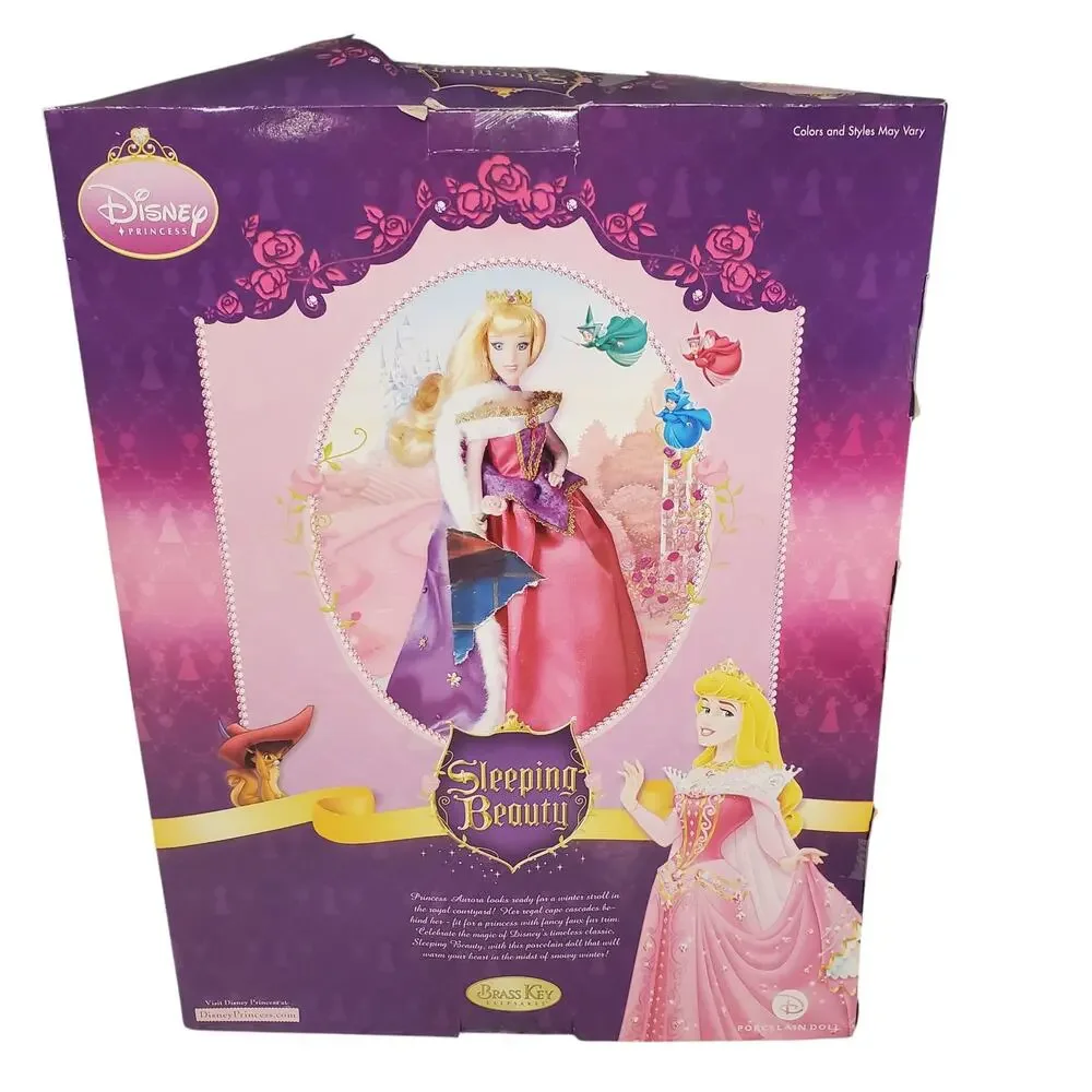 Disney Princess Sleeping Beauty Aurora Porcelain Doll Brass Key Keepsakes